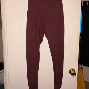 High-Waisted Burgundy Leggings